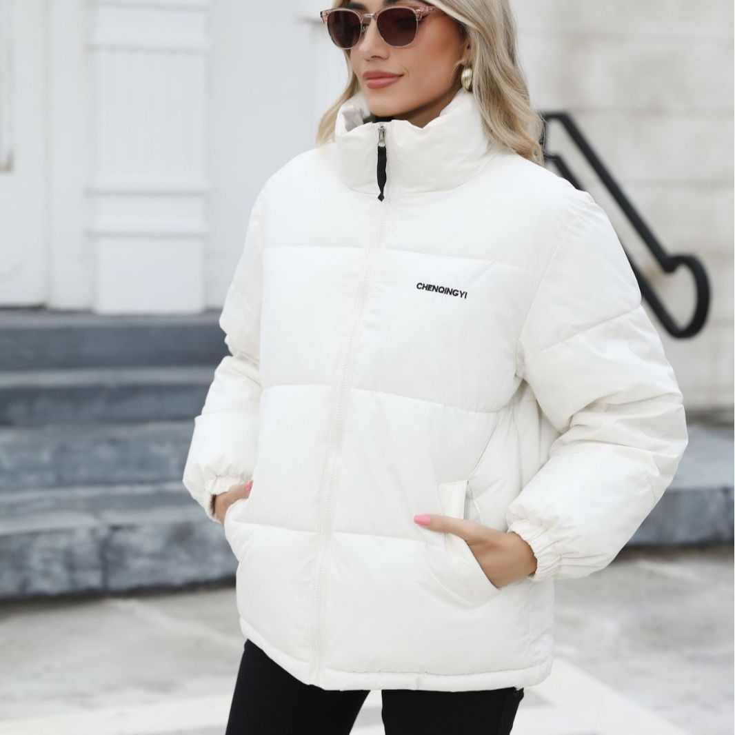 Wintermantel Damen Lässiger Winddichter Daunenbaumwollmantel Warme Verdickte Jacke Solide Oberbekleidung Allgleiches Lose Oberteile Kleidung