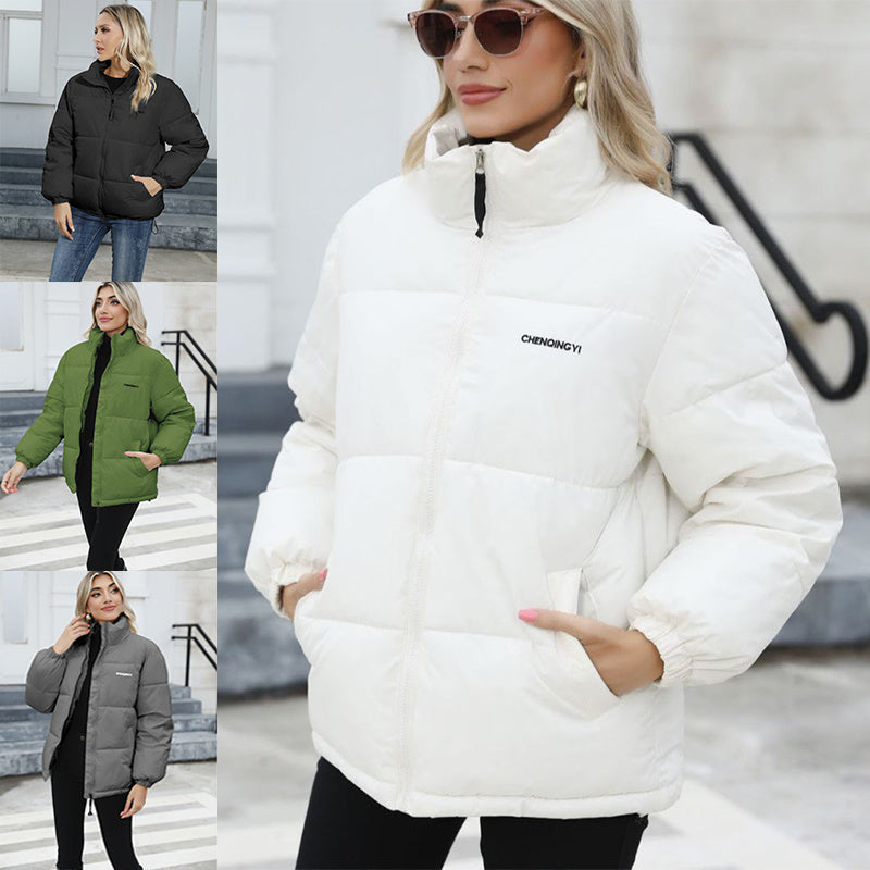 Wintermantel Damen Lässiger Winddichter Daunenbaumwollmantel Warme Verdickte Jacke Solide Oberbekleidung Allgleiches Lose Oberteile Kleidung